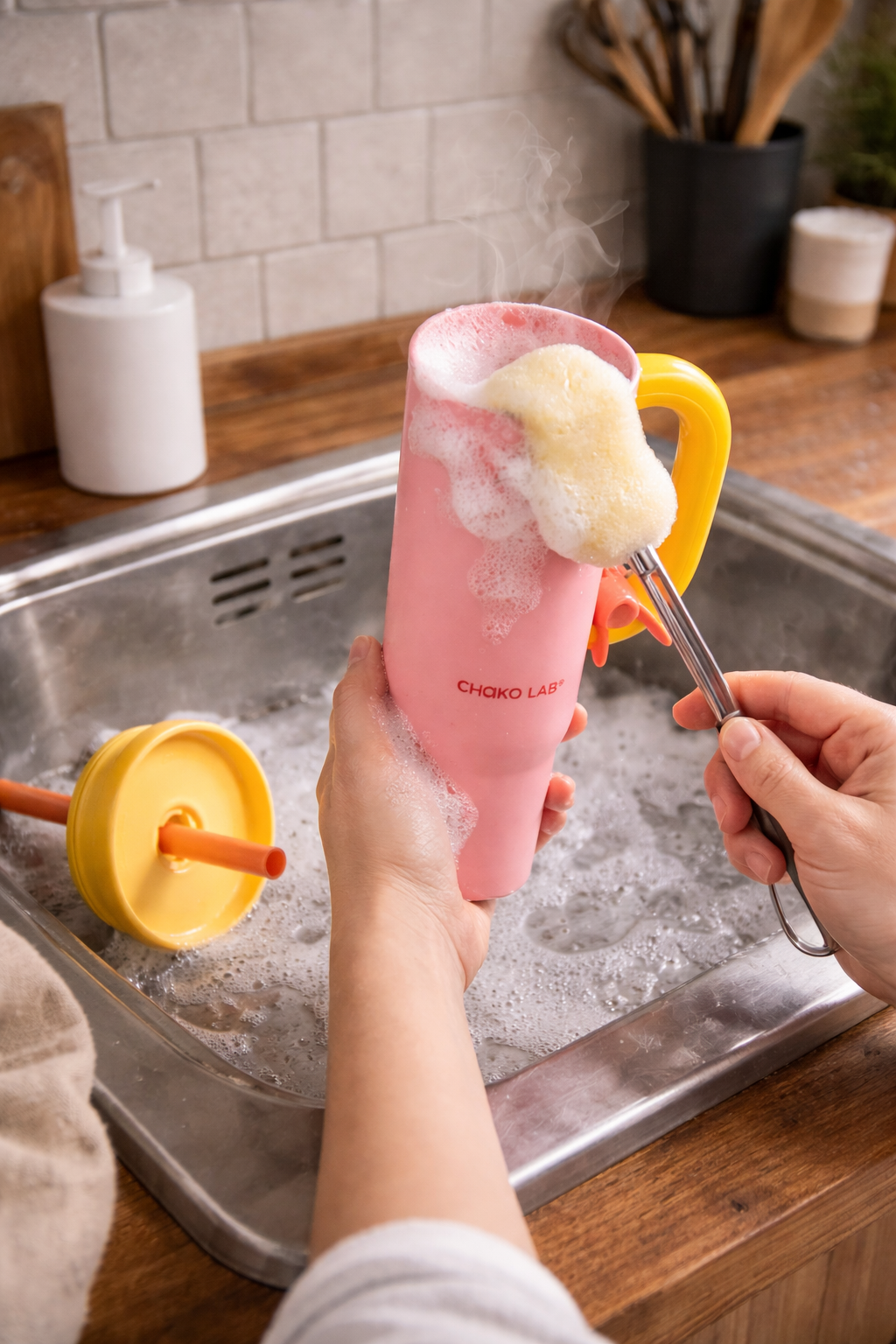 Limpiador para vasos, botellas y termos